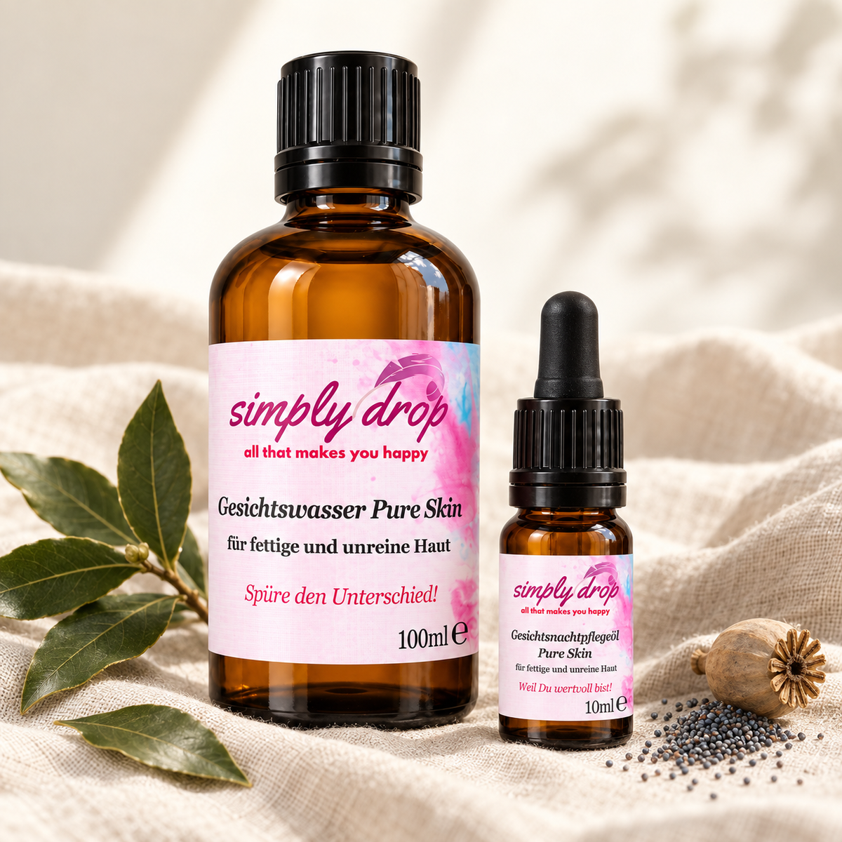 Gesichtsnachtpflegeöl Pure Skin Set 100 ml + 10 ml