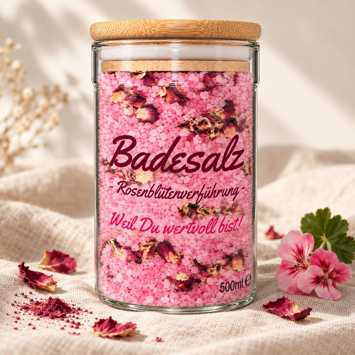 Badesalz Rosenblütenverführung 500 ml