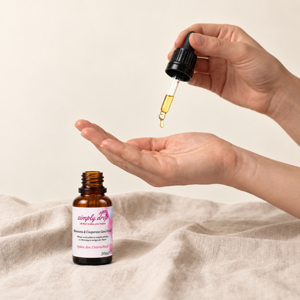 Rosacea & Couperose Gesichtsöl 10 ml in der Anwendung