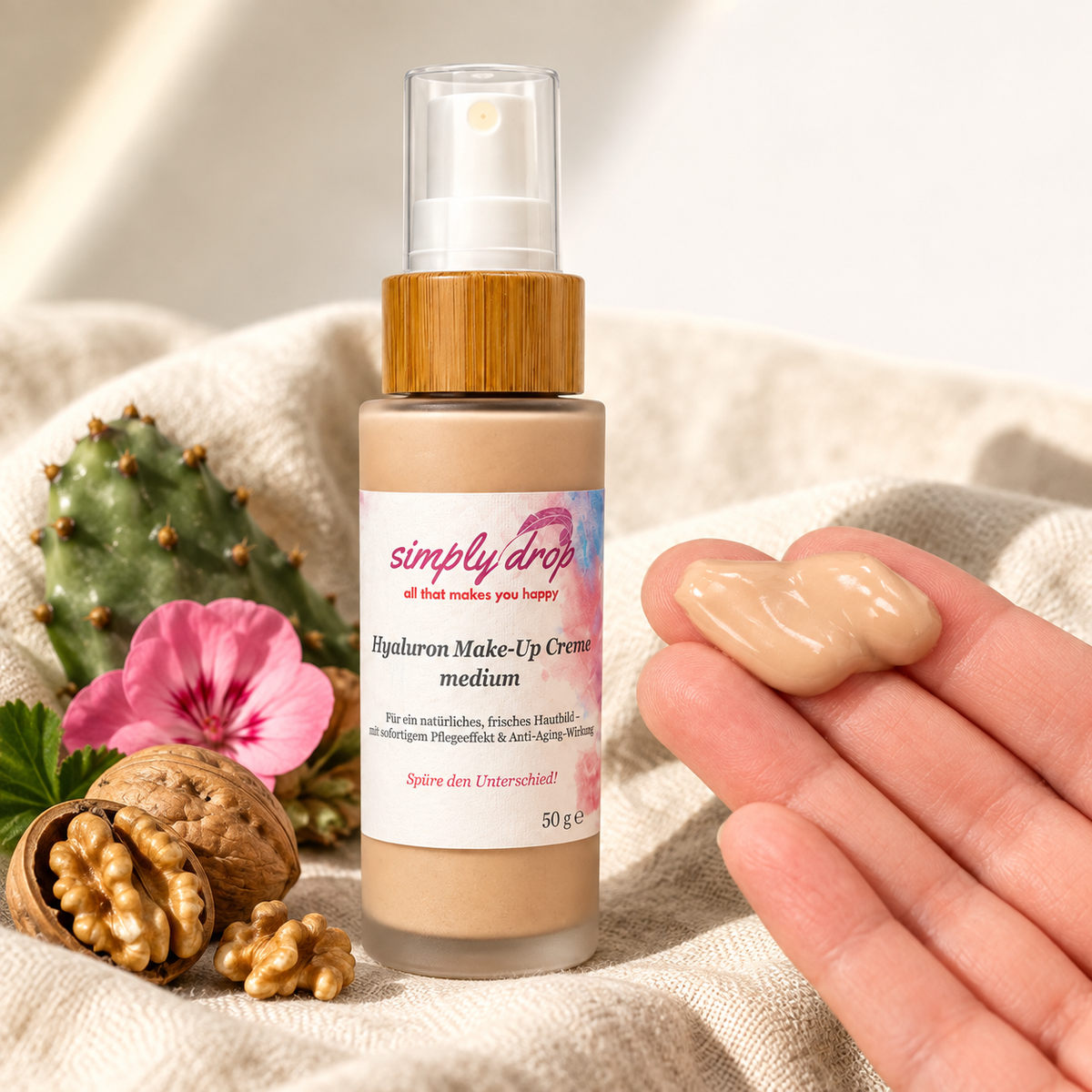 Hyaluron Make-up Creme in der Anwendung