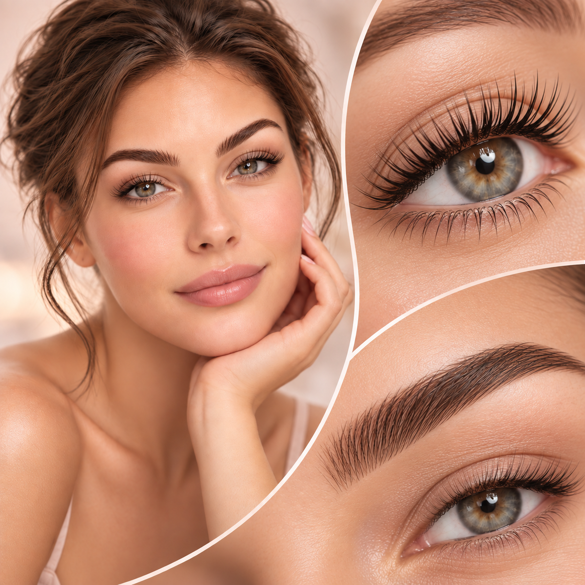 Augenbrauen und Wimpern in Kombination