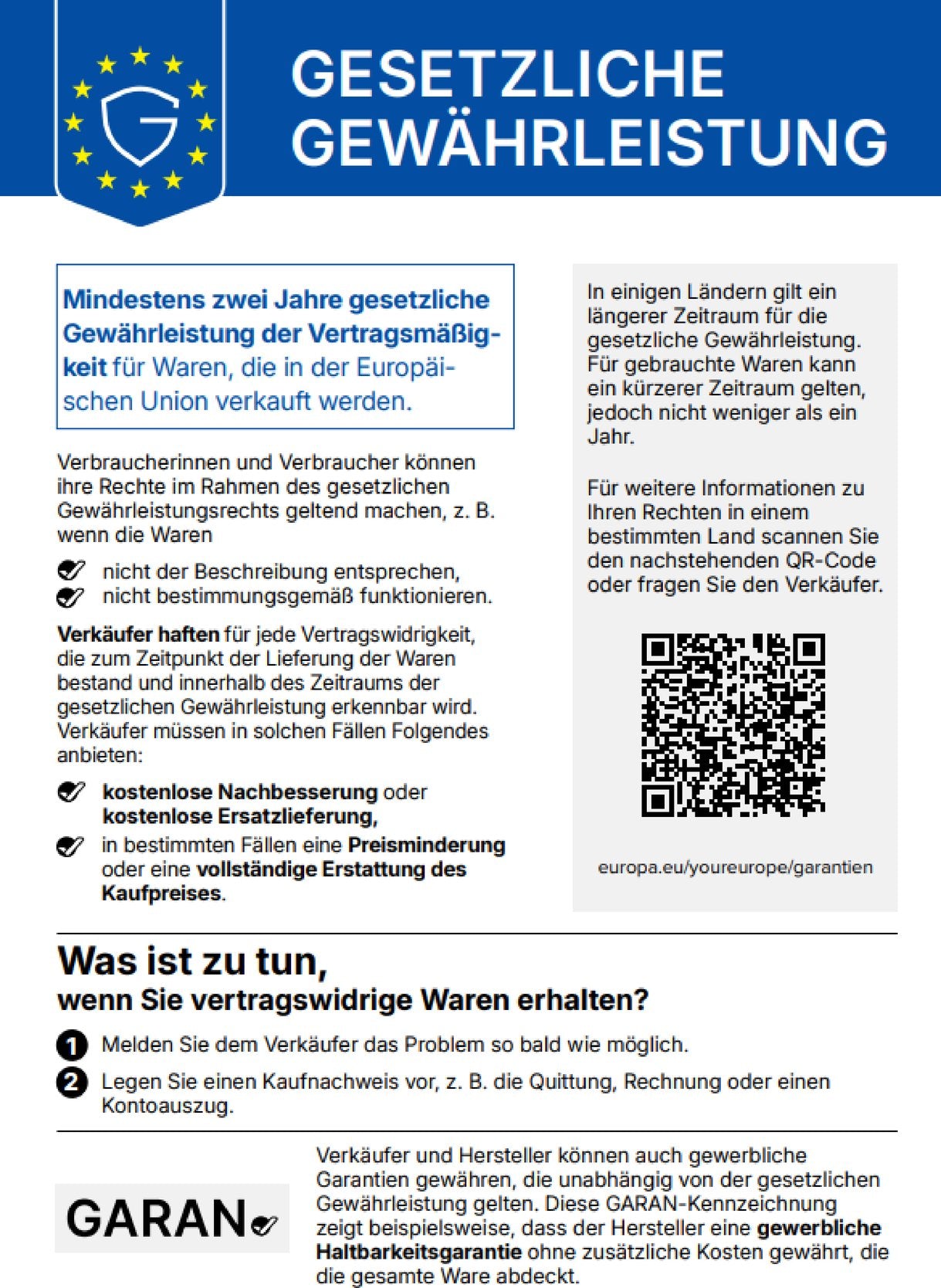 Offizielle EU-Grafik: gesetzliche Gewährleistungsrechte